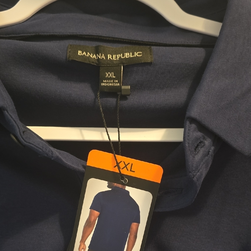 NWT Men's Navy Blue Banana Republic Polo Shirt Size XXL - Picture 3 of 3